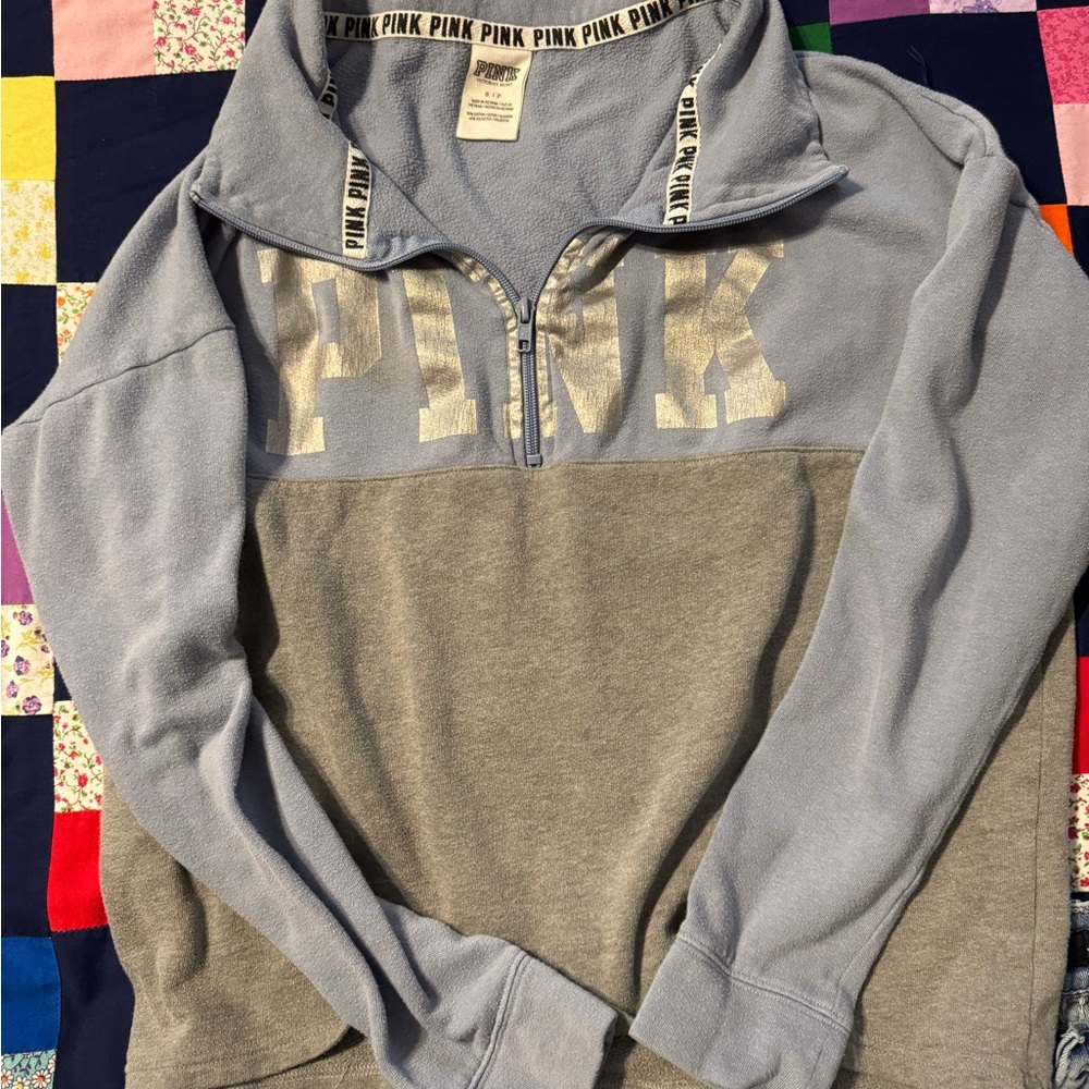 Victoria's Secret Blue and Gray Zip Up Top